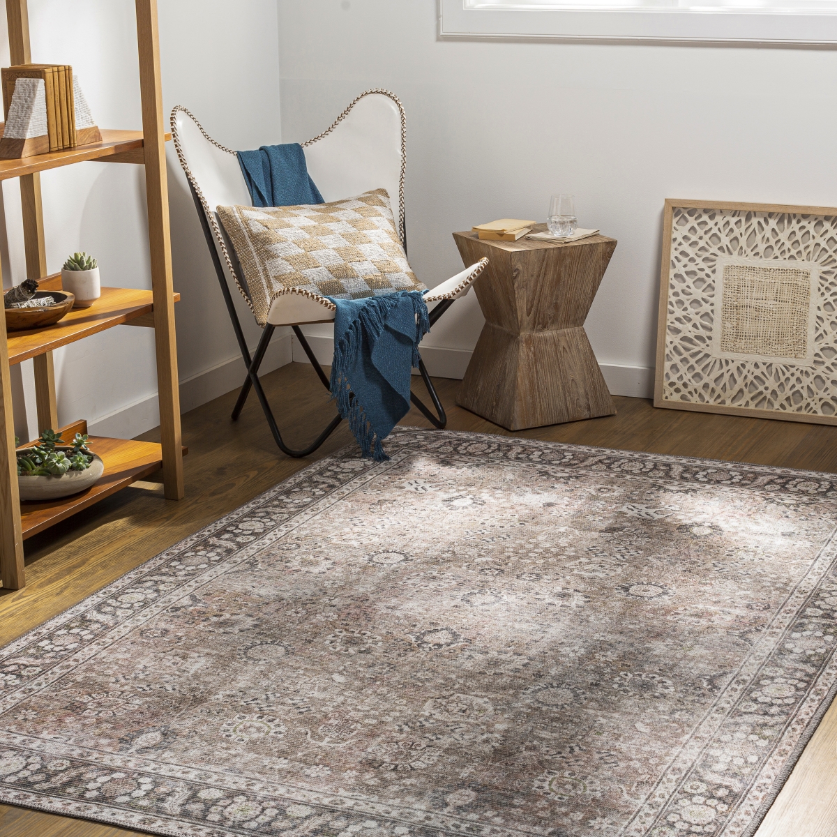 CLN2300-679 6 ft. 7 in. x 9 ft. Colin Rectangle Rug, Charcoal, Black & Tan