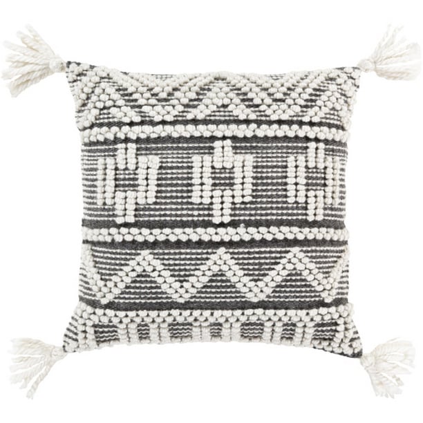 FAO001-1818D 18 x 18 in. Faroe Woven Pillow Kit - Black & Ivory -  Livabliss