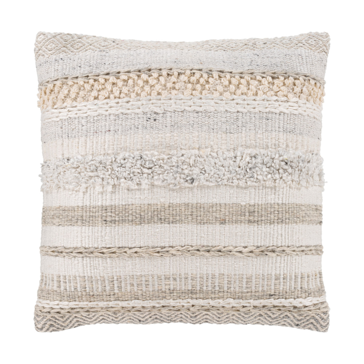 Claire Coastal Beach Cream Striped Down Throw Pillow - 20x20