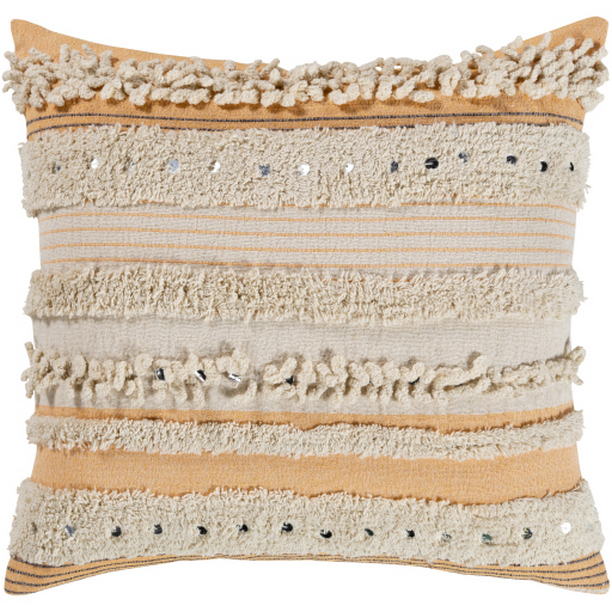 TMA005-2020P 20 x 20 in. Temara Woven Pillow Kit - Peach, Cream & Black