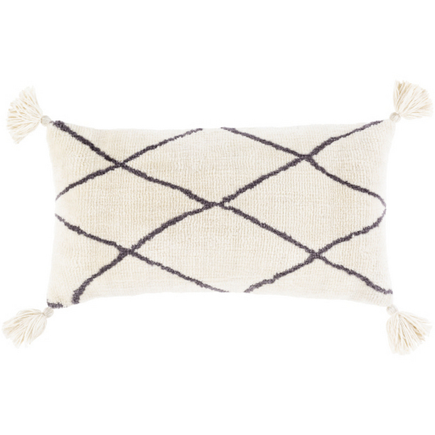 BRH005-1424P 14 x 24 in. Braith Knitted Pillow Kit - Cream & Charcoal