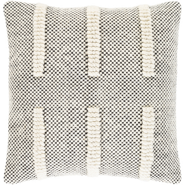 HRW001-1818P 18 x 18 in. Harlow Hand Woven Pillow Kit - Cream & Black -  Livabliss