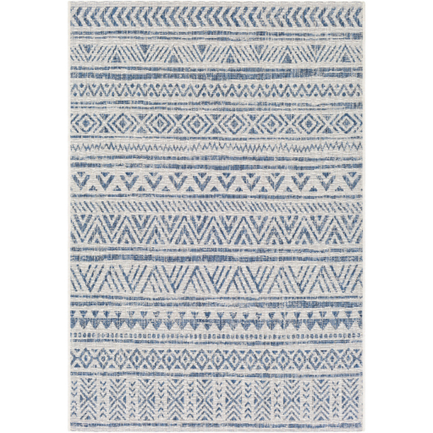 EAG2335-43511 4 ft. 3 in. x 5 ft. 11 in. Eagean Machine Woven Rectangle Rug - Denim, Navy & White