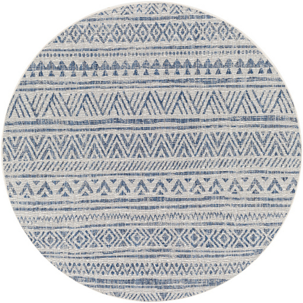 EAG2335-53RD 5 ft. 3 in. Eagean Machine Woven Round Rug - Denim, Navy & White