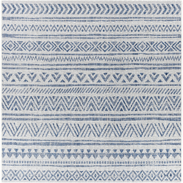 EAG2335-67SQ 6 ft. 7 in. Eagean Machine Woven Square Rug - Denim, Navy & White