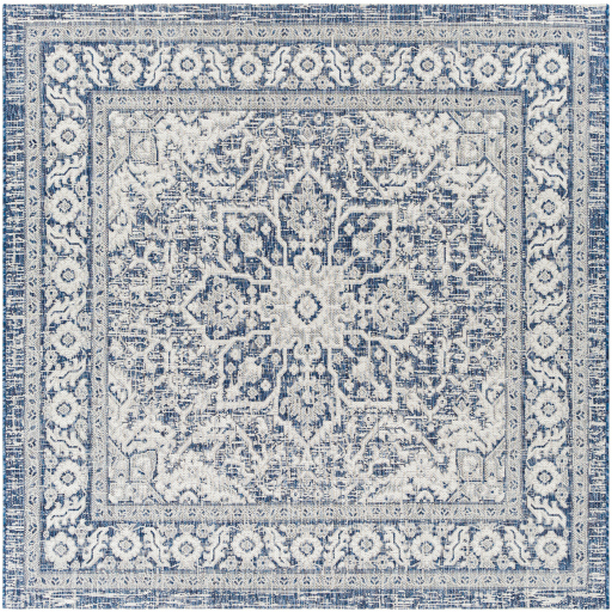 EAG2336-67SQ 6 ft. 7 in. Eagean Machine Woven Square Rug - Navy, Denim & White