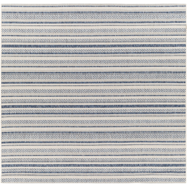 EAG2337-67SQ 6 ft. 7 in. Eagean Machine Woven Square Rug - Navy, Denim & White