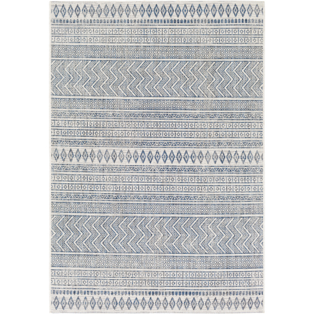 EAG2344-2712 2 ft. 7 in. x 12 ft. Eagean Machine Woven Rectangle Rug - Denim, Navy & White