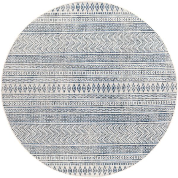 EAG2344-53RD 5 ft. 3 in. Eagean EAG-2344 Round Rug, Denim, Navy & White
