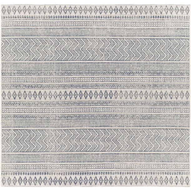 EAG2344-67SQ 6 ft. 7 in. Eagean Machine Woven Square Rug - Denim, Navy & White