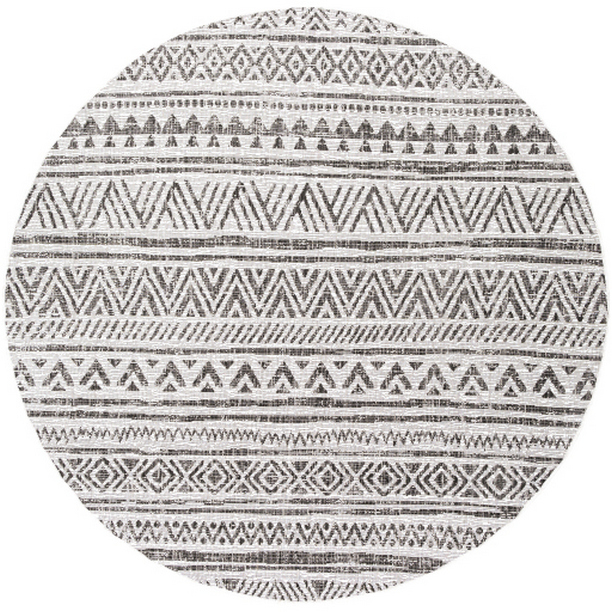 EAG2347-710RD 7 ft. 10 in. Eagean Machine Woven Round Rug - Black, White & Medium Gray