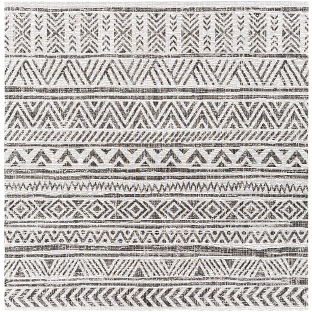EAG2347-710SQ 7 ft. 10 in. Eagean Machine Woven Square Rug - Black, White & Medium Gray