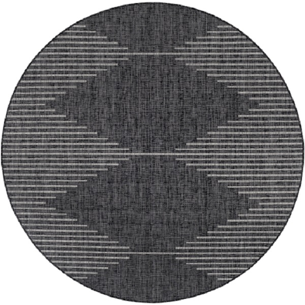 EAG2348-710RD 7 ft. x 10 in. Eagean Round Area Rug, Charcoal, Cream & Light Gray