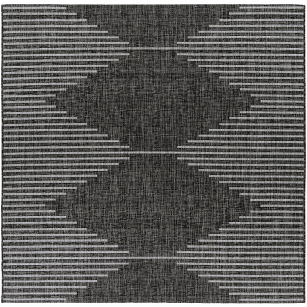 EAG2348-710SQ 7 ft. 10 in. Eagean Machine Woven Square Rug - Charcoal, Cream & Light Gray