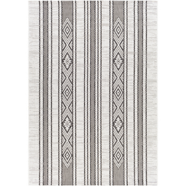 EAG2352-2712 2 ft. 7 in. x 12 ft. Eagean Machine Woven Rectangle Rug - Black, White & Medium Gray
