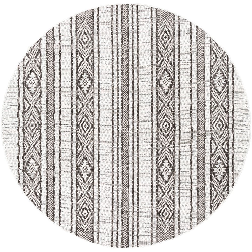 EAG2352-67RD 6 ft. x 7 in. Eagean Round Rug, Black, Off-White & Charcoal
