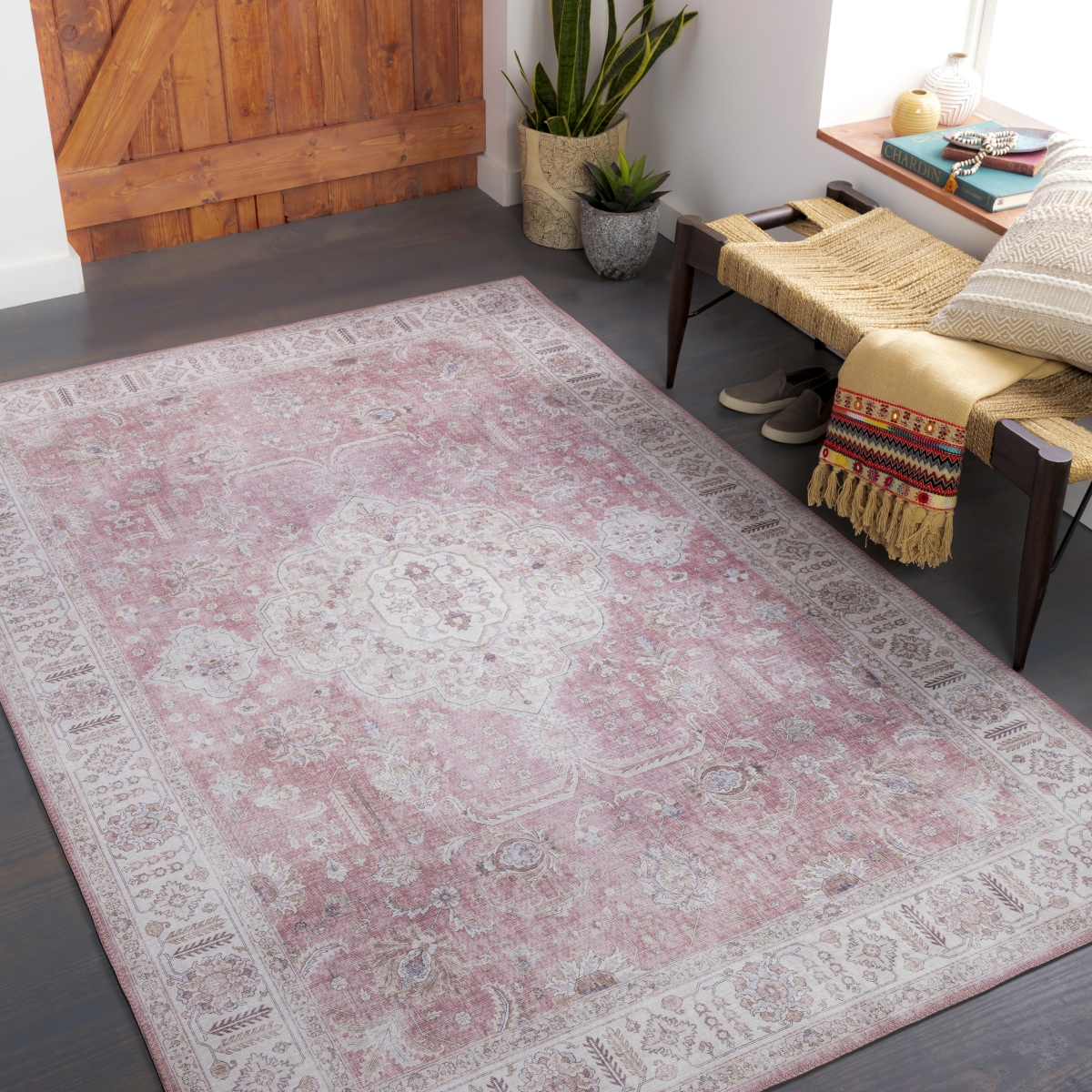 IRS2321-2676 2 ft. 6 in. x 7 ft. 6 in. Iris Rectangle Area Rug, Mauve