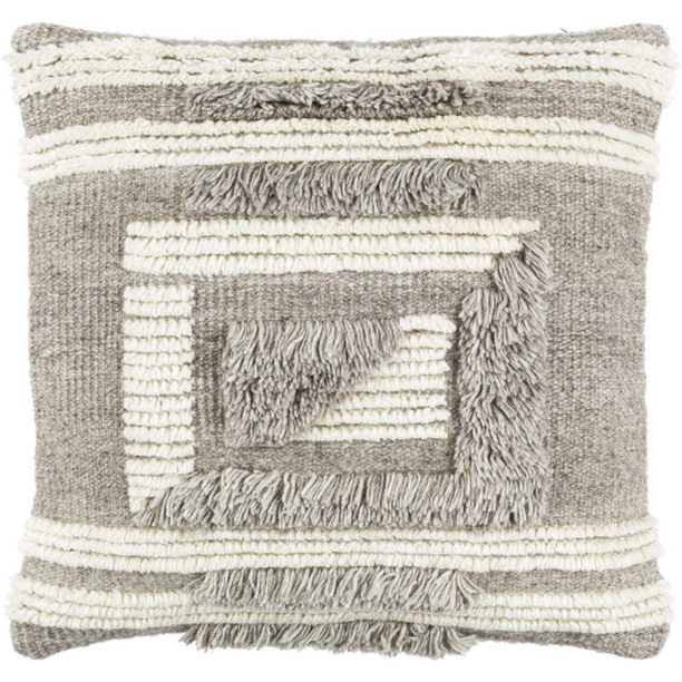 BAA002-2020 20 x 20 in. Baracoa Hand Knotted Pillow Cover - Medium Gray, Tan & Cream