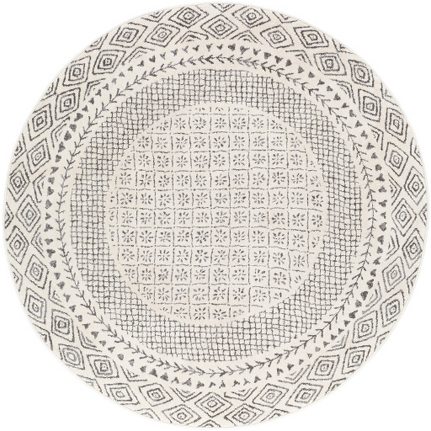 BHR2321-710RD 7 ft. 10 in. Bahar Machine Woven Round Rug - Medium Gray, Beige & Charcoal