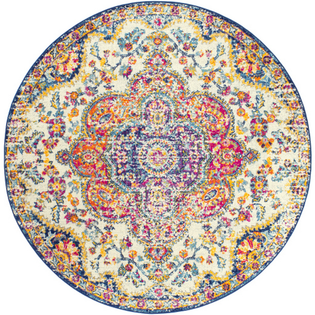 ELZ2335-67RD 6 ft. 7 in. Elaziz Machine Woven Round Rug - Multi Color