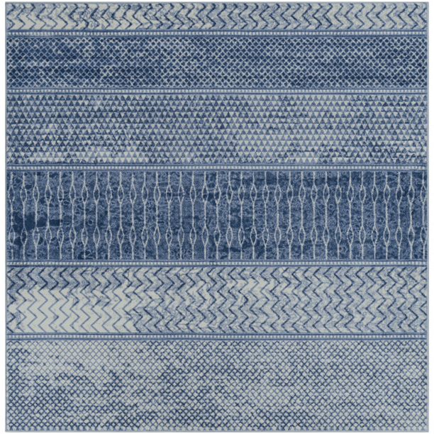 MOC2305-67SQ 6 ft. 7 in. Monaco Machine Woven Square Rug - Bright Blue, Navy & Cream
