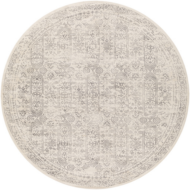 ROM2308-67RD 6 ft. 7 in. Roma Machine Woven Round Rug - Light Gray, Cream & Camel