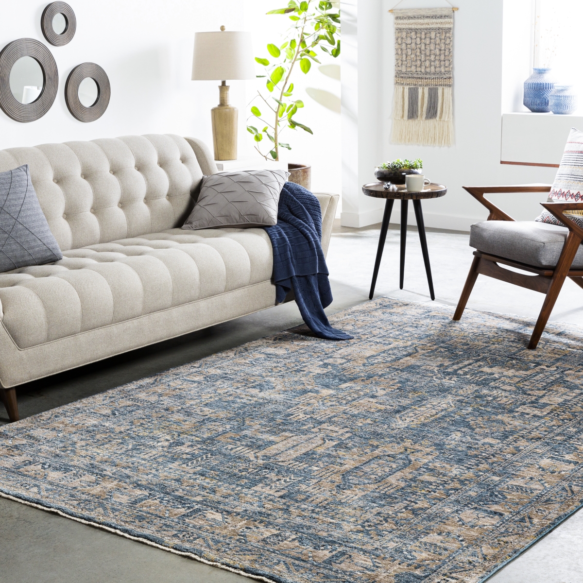 MBE2301-710RD 7 ft. x 10 in. Mirabel Round Rug, Navy & Multi Color