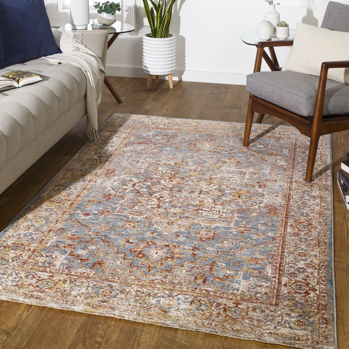 MBE2310-53RD 5 ft. x 3 in. Mirabel Round Rug, Teal & Multi Color