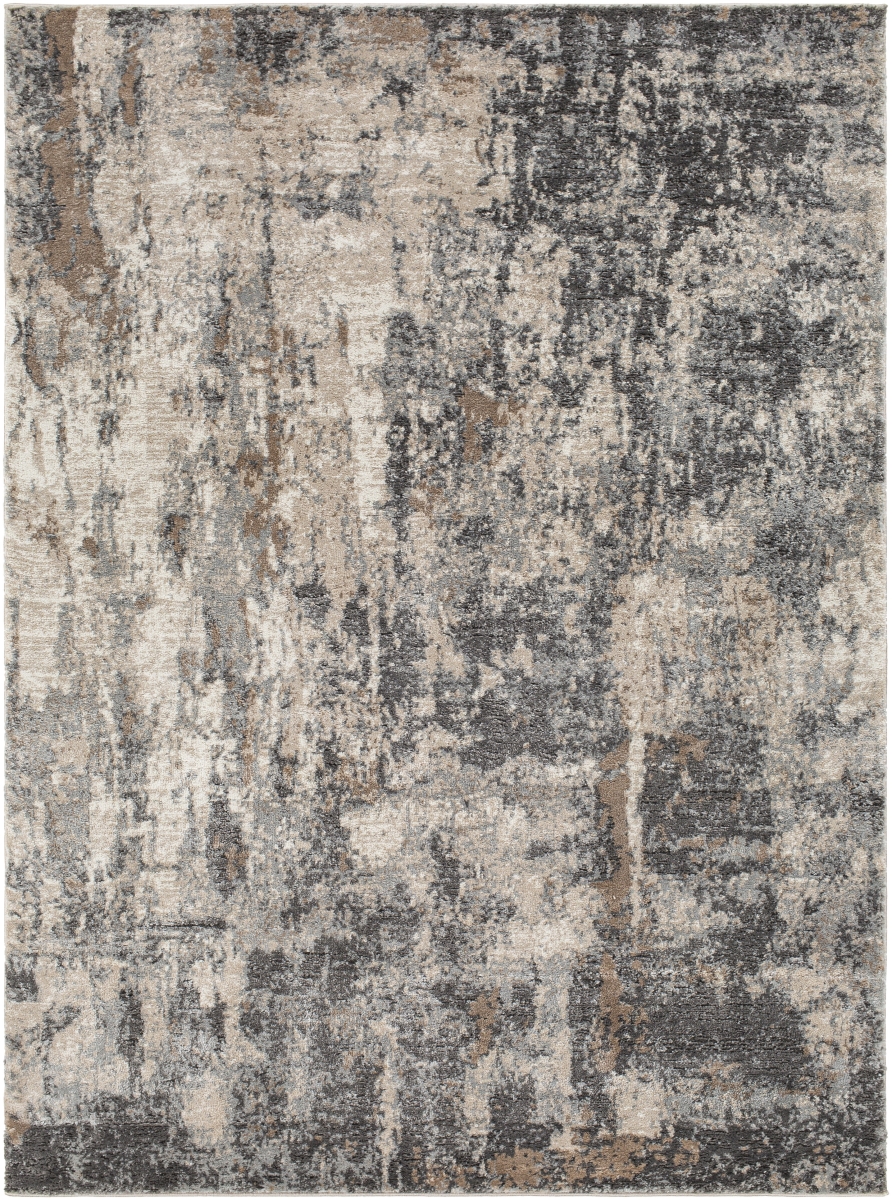 MTN2303-679 6 ft. 7 in. x 9 ft. Montana 20 Percent Polyster Rectangular Machine Wooven Rug, Gray & Charcoal