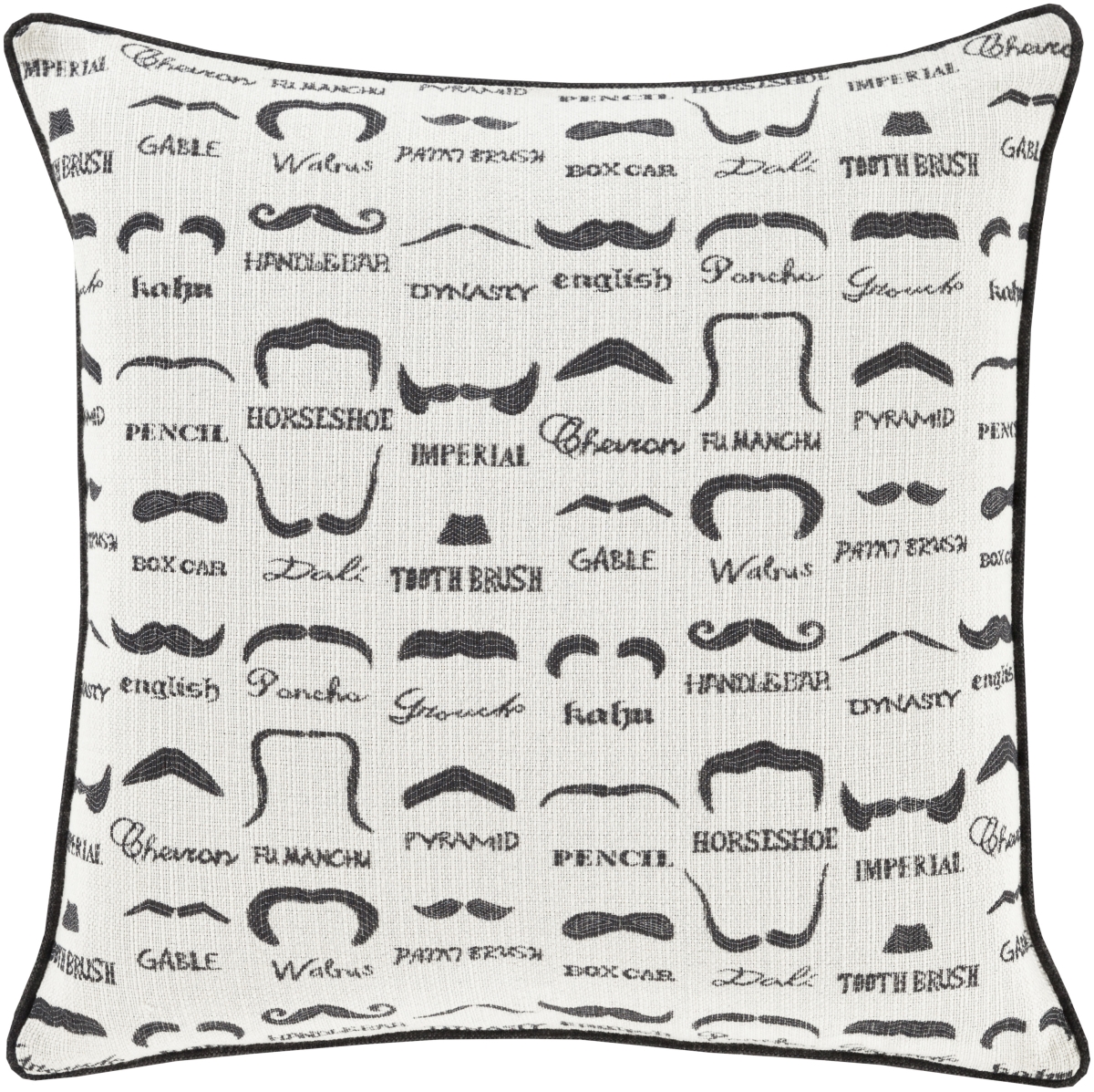 WTS001-2020P 20 x 20 in. Wax That Stache Square Pillow Kit, Black