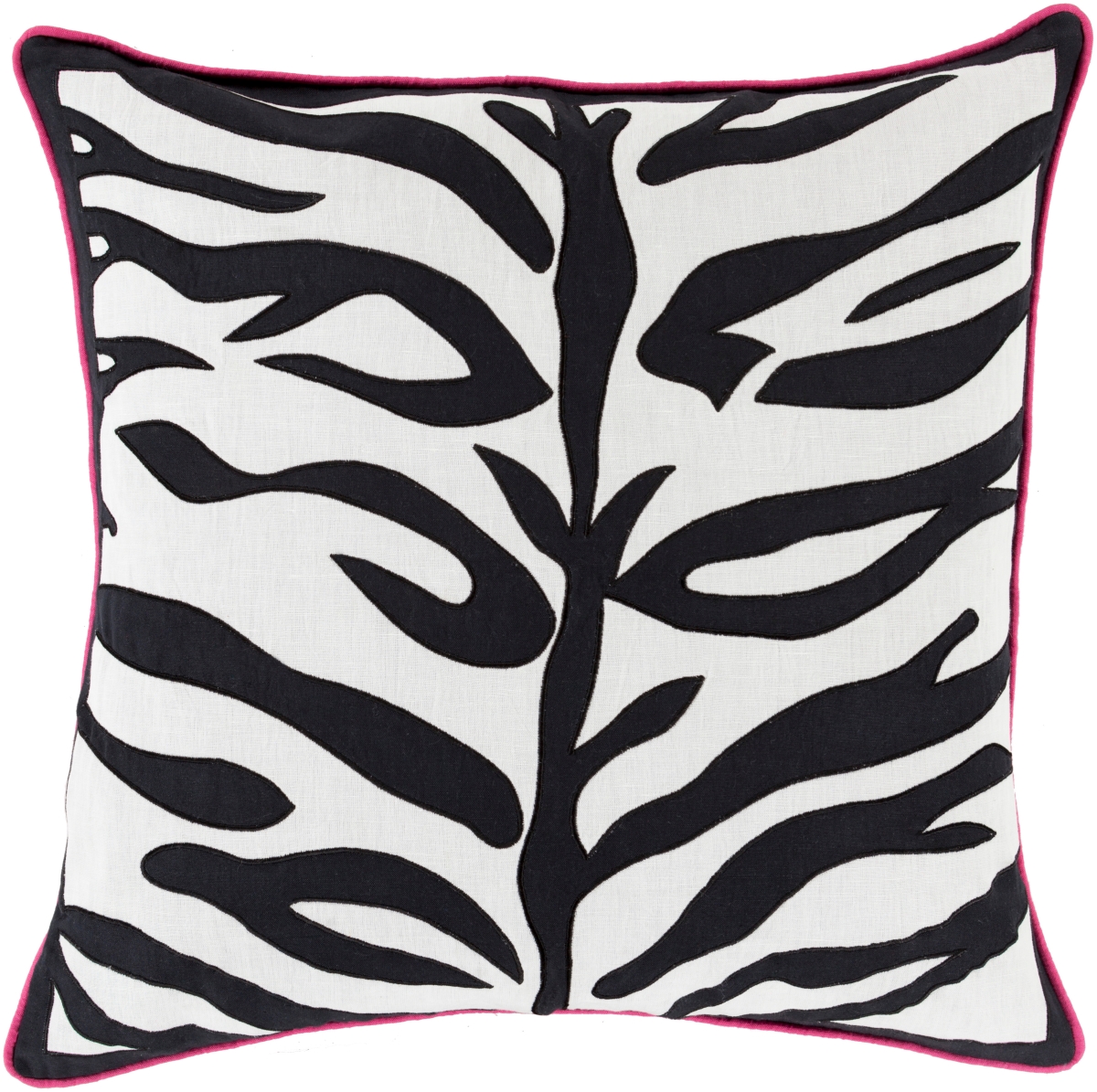 Rugs VAL004-2222D 22 x 22 in. Valentina Pillow Shell with Down Insert, Black, Magenta & Ivory