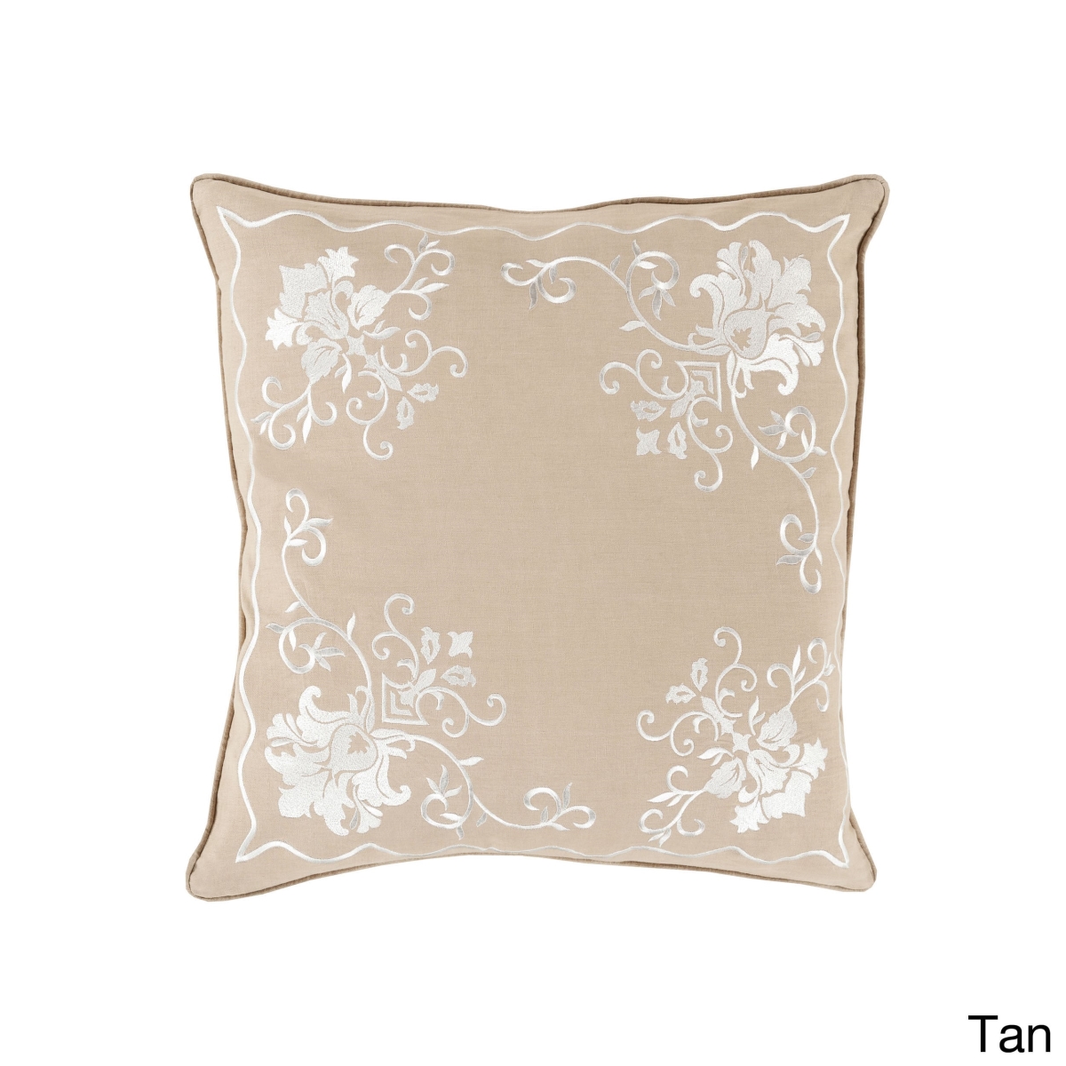 Picture of Eloise ELO004-2222P 22 x 22 in. Pillow with Polyester Insert&#44; White & Brown