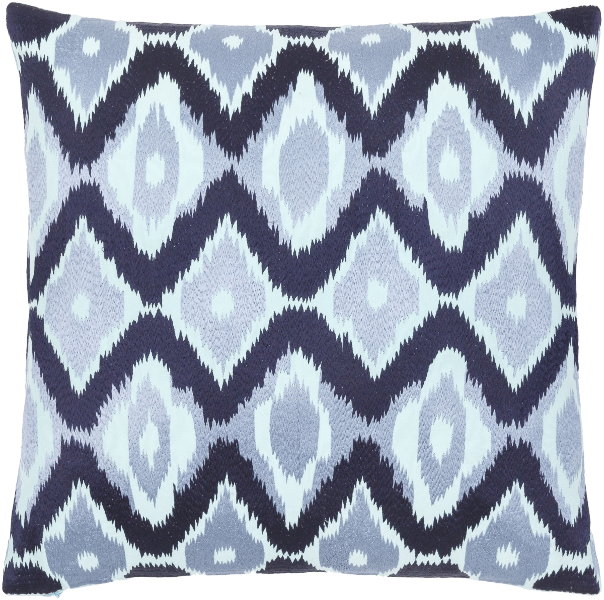 Picture of Livabliss IKL001-1818P 18 x 18 in. Ikat Luxe IKL-001 Pillow Cover with Polyester Insert - Aqua&#44; Navy & Denim