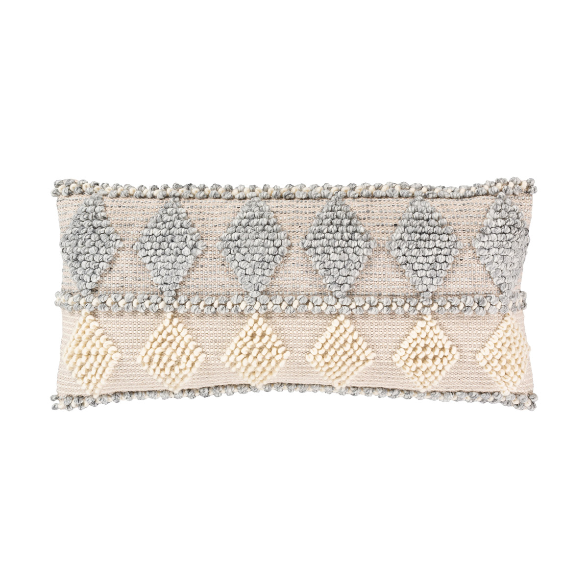ADR011-3214D 14 x 32 in. Anders Hand Woven Pillow Kit - Medium Gray, Cream & Khaki
