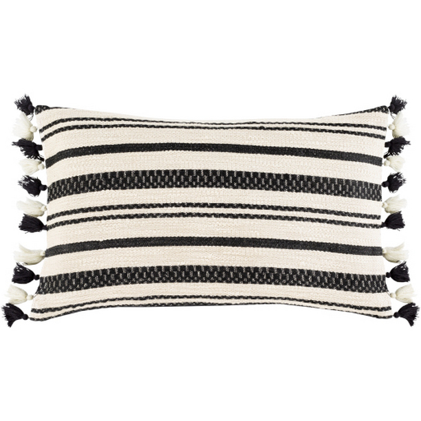 JTI004-3214D 14 x 32 in. Justine Woven Pillow Kit - Beige & Black