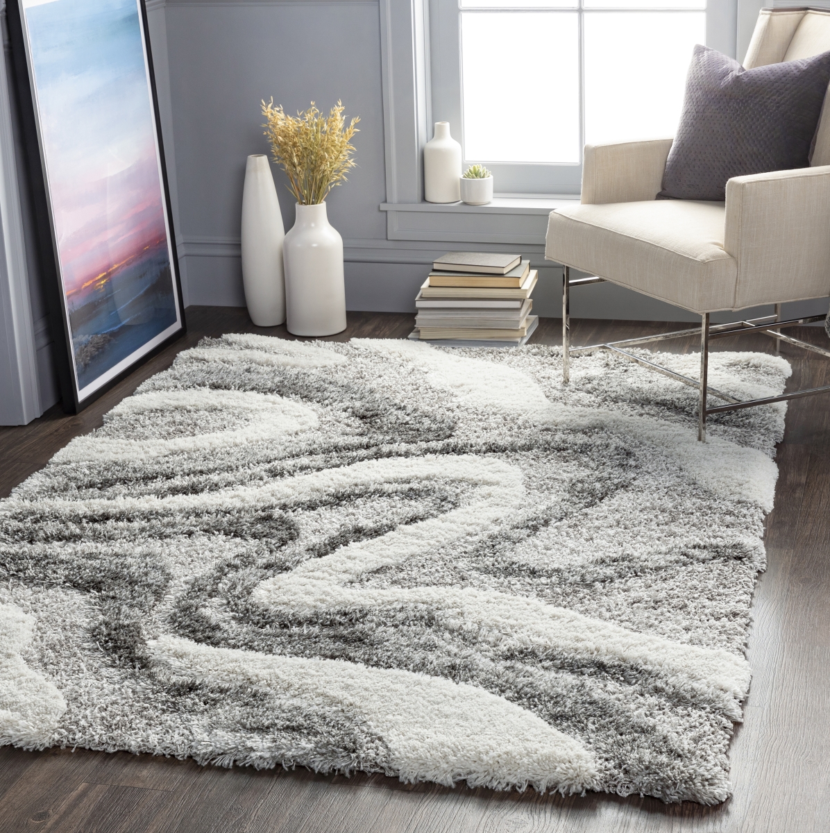 ASG2303-71010 7 ft. 10 in. x 10 ft. Alta Shag Machine Wooven Rectangular Rug, Multi Color -  Livabliss