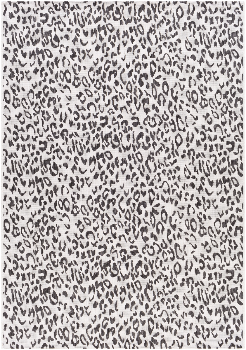 EAG2354-53RD 5 ft. 3 in. Eagean Machine Woven Modern Round Area Rug, Black & Off-White - Charcoal