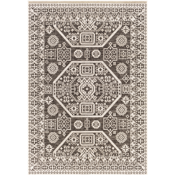 EAG2359-43511 4 ft. 3 in. x 5 ft. 11 in. Eagean Machine Woven Rectangle Rug - Black, White & Medium Gray