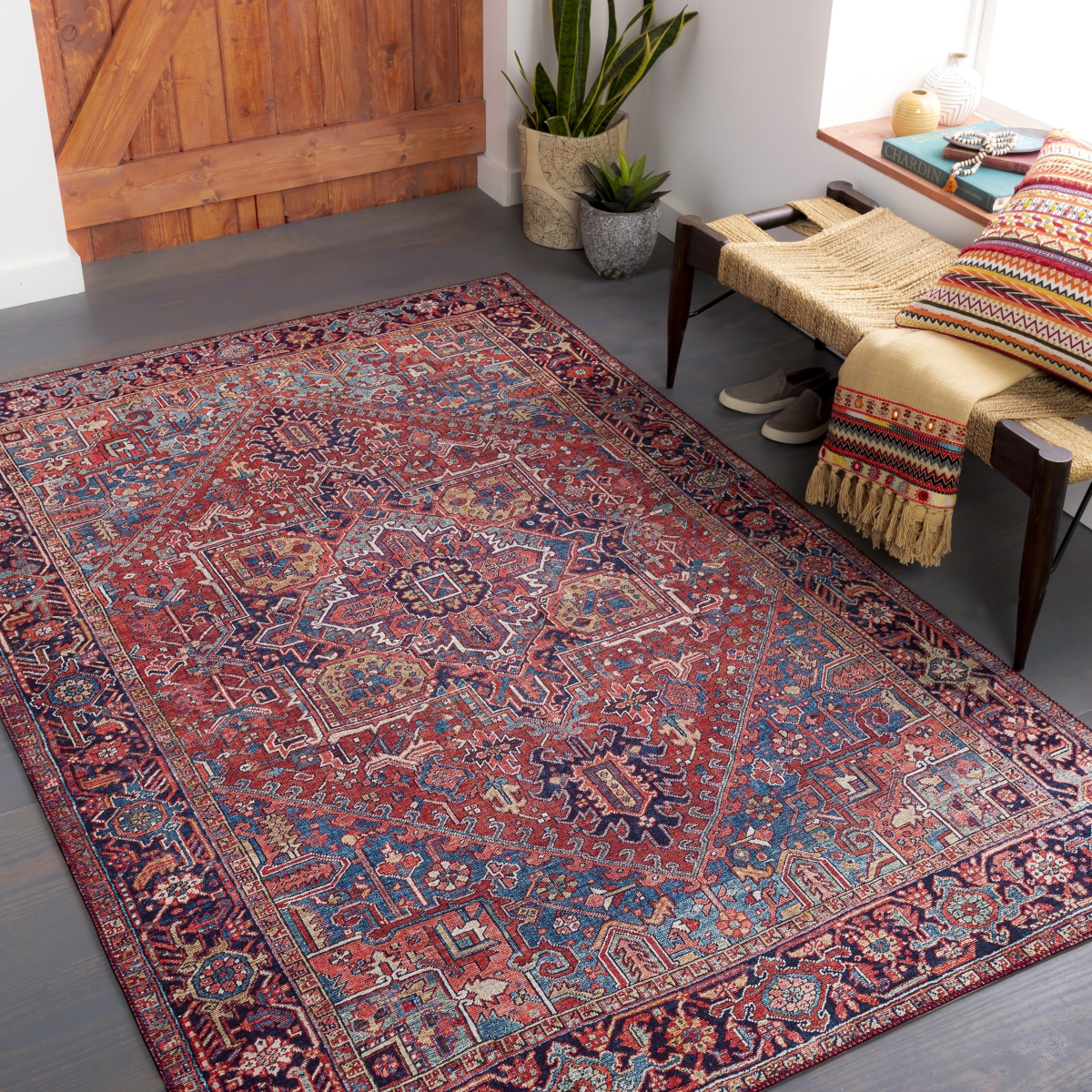 IRS2330-2339 2 ft. 3 in. x 3 ft. 9 in. Iris Area Rug, Red