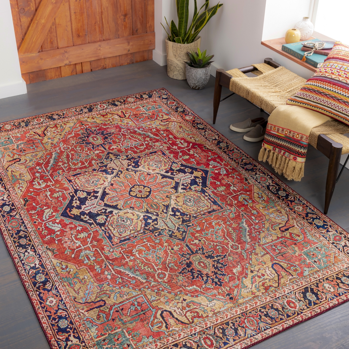 IRS2343-3656 3 ft. 6 in. x 5 ft. 6 in. Iris Rectangle Machine Woven Rug, Multi Color