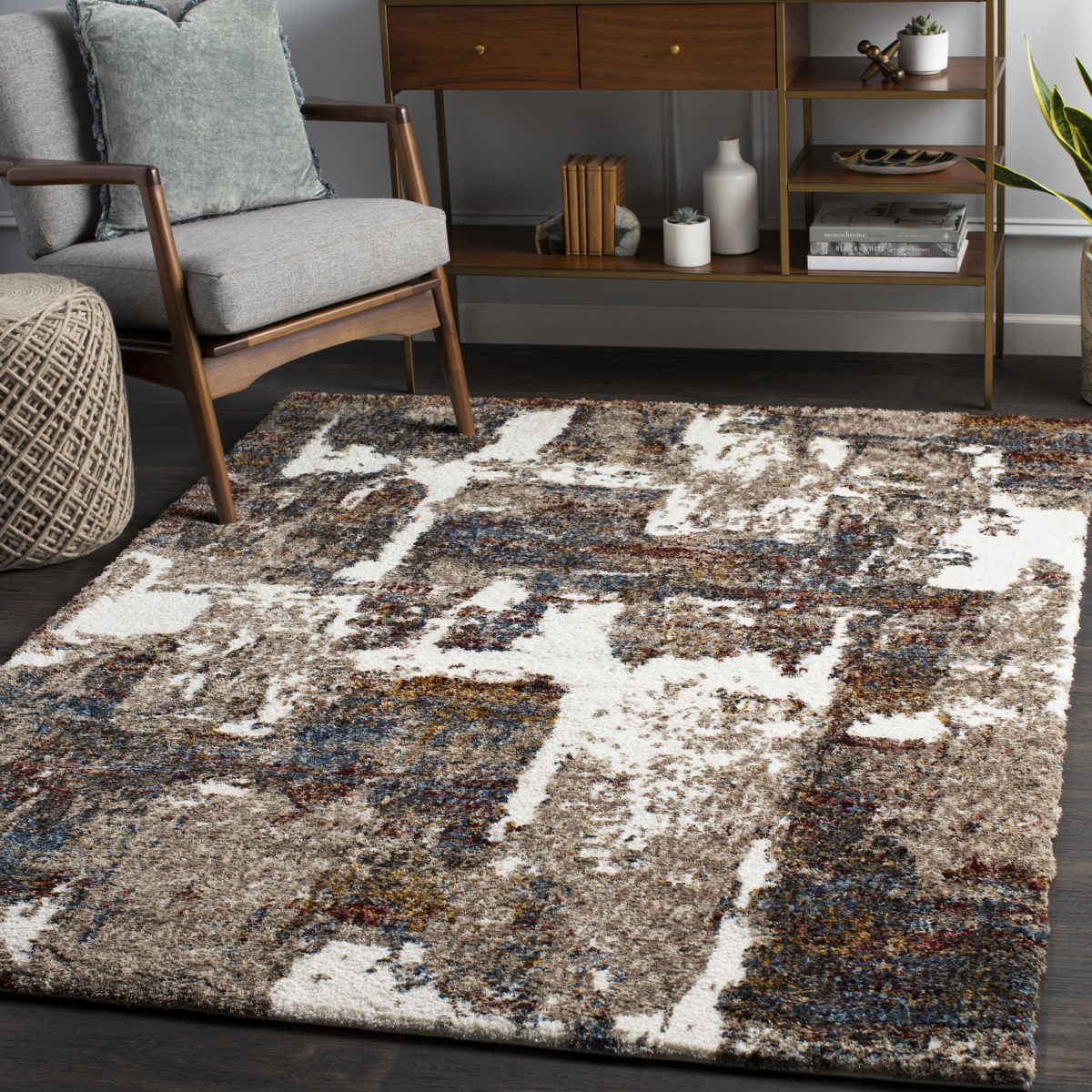 CSG2305-679 6 ft. 7 in. x 9 ft. Celestial Shag Machine Woven Rug, Multi Color