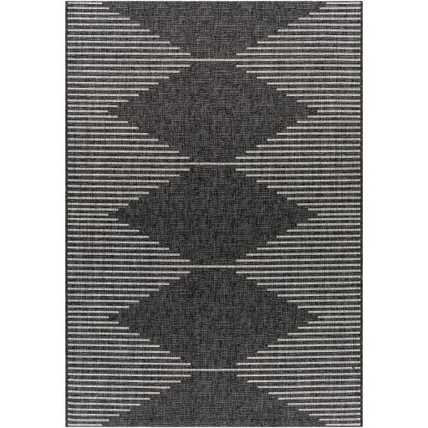 EAG2348-710102 7 ft. 10 in. x 10 ft. 2 in. Eagean Machine Woven Rectangle Rug - Charcoal, Cream & Light Gray