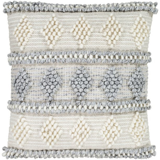 ADR006-1818D 18 x 18 in. Anders Hand Woven Pillow Kit - Medium Gray, Cream & Khaki