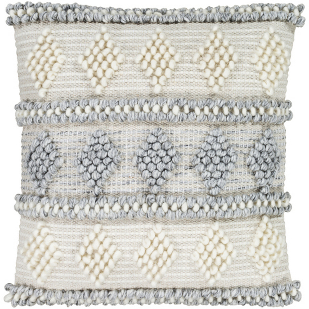 ADR006-2222D 22 x 22 in. Anders Hand Woven Pillow Kit - Medium Gray, Cream & Khaki