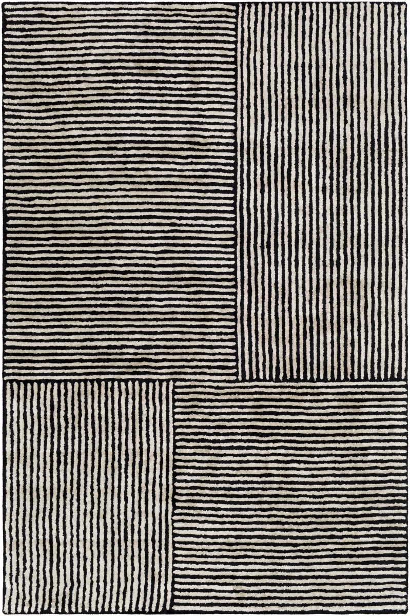 QTZ5037-23 2 x 3 ft. Quartz QTZ-5037 Rectangular Area Rug, Black & Ivory