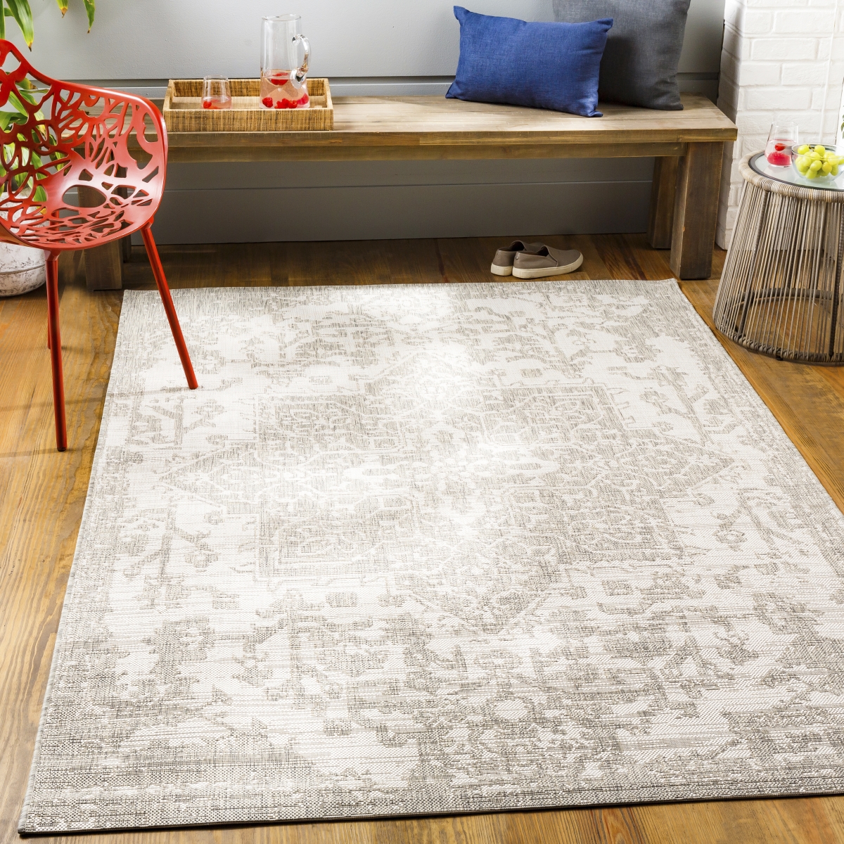 EAG2380-679OV 6 ft. 7 in. x 9 ft. Eagean Machine Woven Oval Rug, Gray, Oatmeal & Light Beige