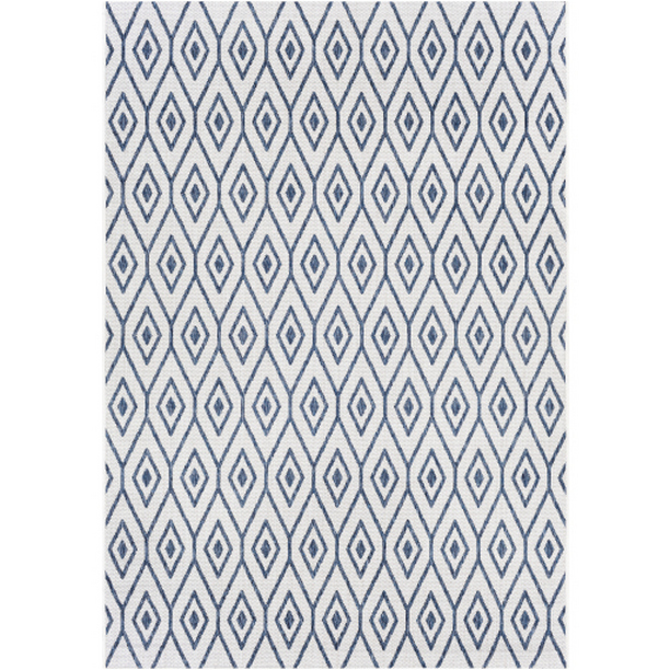 EAG2391-5377 5 ft. 3 in. x 7 ft. 7 in. Eagean Machine Woven Rectangle Rug - Cream, Dark Blue & Denim
