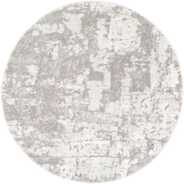 VNE2305-53RD 5 ft. 3 in. Venice Machine Woven Round Area Rug, Medium Gray & Light Gray