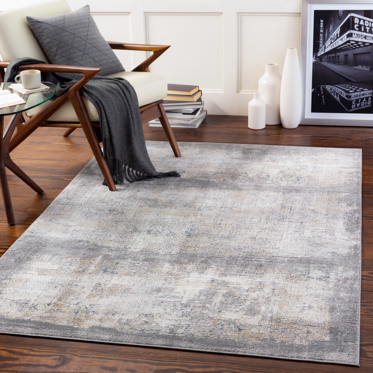 NLD2308-6796 6 ft. 7 in. x 9 ft. 6 in. Norland Rectangle Rug, Beige & Tan