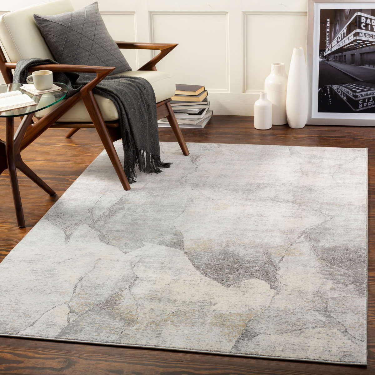 NLD2310-71010 7 ft. 10 in. x 10 ft. Norland Machine Woven Rectangular Area Rug, Blue & Gray